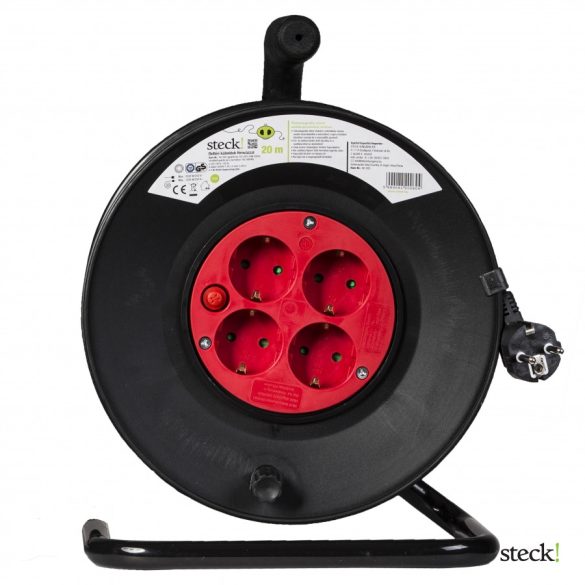 steck! Védőérintkezős hálózati hosszabbító kábeldobbal, 20 m