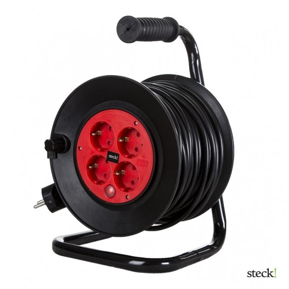 steck! Védőérintkezős hálózati hosszabbító kábeldobbal, 20 m