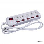 steck! Túláramvédős külön kapcsolható elosztó, 5 aljzat, 1,5 m