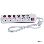 steck! Túláramvédős külön kapcsolható elosztó, 6 aljzat, 3 m