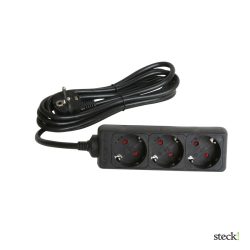 steck! 3-as elosztó, 3 m, fekete