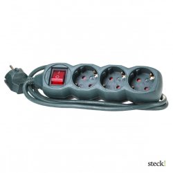 steck! 3-as elosztó, 3 m, kapcsolóval, zöld