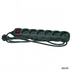 steck! 6-os zöld elosztó, 1,5 m, kapcsolóval