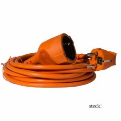   steck! Védőérintkezős hálózati hosszabbító, 5 m, narancs