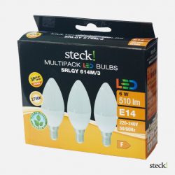 steck! MULTIPACK (3 db) LED gyertya 6W E14, meleg fehér