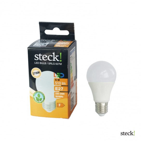 LED fényforrás, 6W, E27 meleg fehér