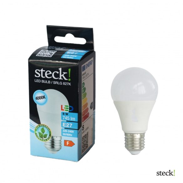 LED izzó 8W, E27, 4000K