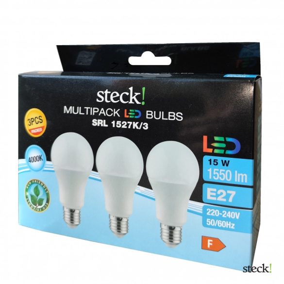 MULTIPACK (3 db) LED fényforrás 15W, E27, természetes fehér