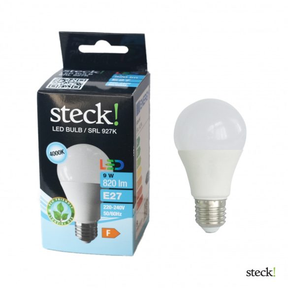 LED izzó 9W, E27, 4000K