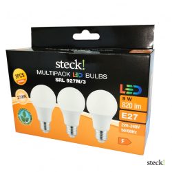 MULTIPACK (3 db) LED fényforrás, 9W, E27, meleg fehér