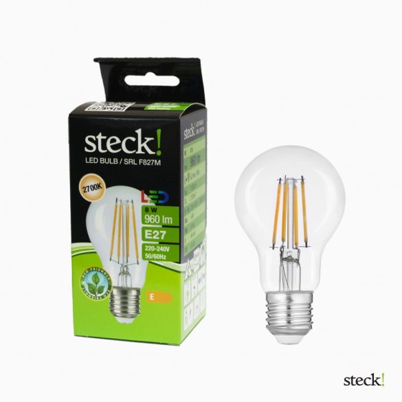 LED filament fényforrás 8W E27 2700K gömb