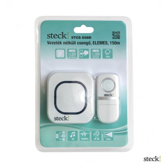 steck! Vezeték nélküli csengő, ELEMES, 150m