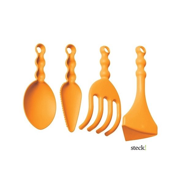 steck! Műanyag 4 db-os mini kerti eszköz szett, mandarin