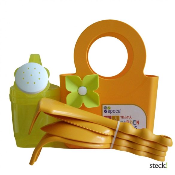 steck! Műanyag 5 db-os mini kerti eszköz szett táskával, mandarin