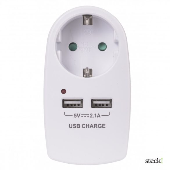 Hálózati elosztó, 1 földelt, 2 USB