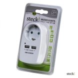 steck! Hálózati elosztó, 1 földelt, 2 USB